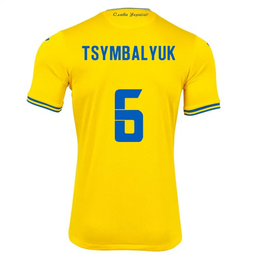 Danxen Heren Oekraïne Maksym Tsymbalyuk #6 Geel Thuisshirt Thuistenue 24-26 T-Shirt