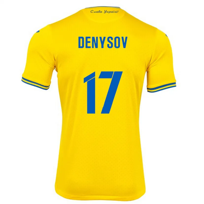 Danxen Heren Oekraïne Ivan Denysov #17 Geel Thuisshirt Thuistenue 24-26 T-Shirt