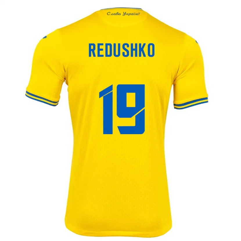 Danxen Heren Oekraïne Bogdan Redushko #19 Geel Thuisshirt Thuistenue 24-26 T-Shirt