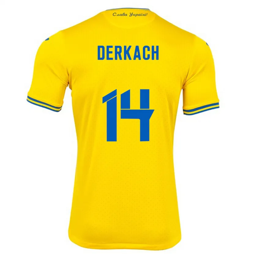 Danxen Heren Oekraïne Yana Derkach #14 Geel Thuisshirt Thuistenue 24-26 T-Shirt