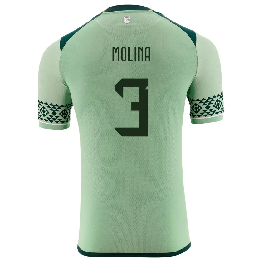 Danxen Heren Bolivia Iván Molina #3 Licht Groen Thuisshirt Thuistenue 24-26 T-Shirt