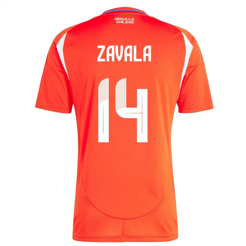 Danxen Heren Chili Cristián Zavala #14 Rood Thuisshirt Thuistenue 24-26 T-Shirt