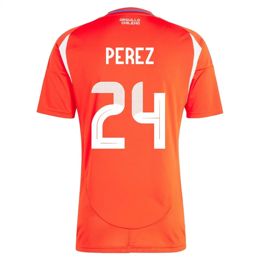 Danxen Heren Chili César Pérez #24 Rood Thuisshirt Thuistenue 24-26 T-Shirt