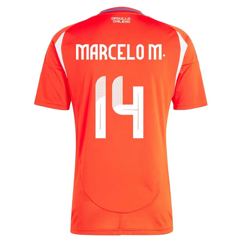Danxen Heren Chili Marcelo Morales #14 Rood Thuisshirt Thuistenue 24-26 T-Shirt