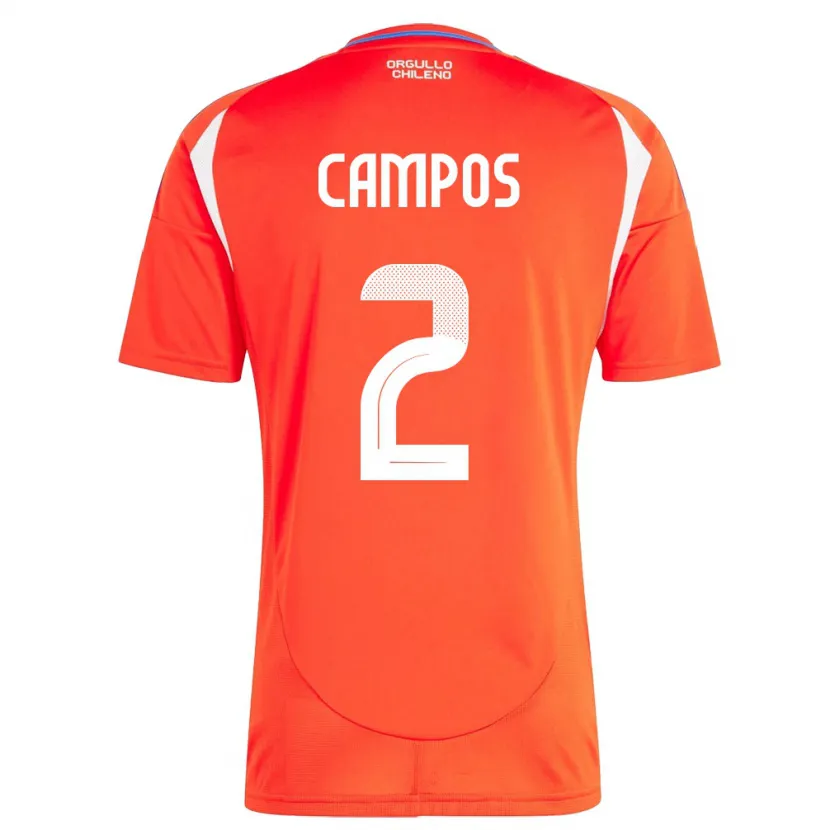 Danxen Heren Chili Víctor Campos #2 Rood Thuisshirt Thuistenue 24-26 T-Shirt