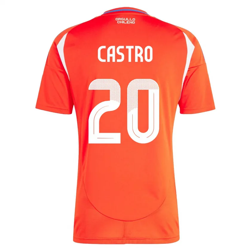 Danxen Heren Chili Benjamín Castro #20 Rood Thuisshirt Thuistenue 24-26 T-Shirt