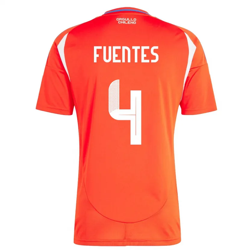 Danxen Heren Chili Karen Fuentes #4 Rood Thuisshirt Thuistenue 24-26 T-Shirt