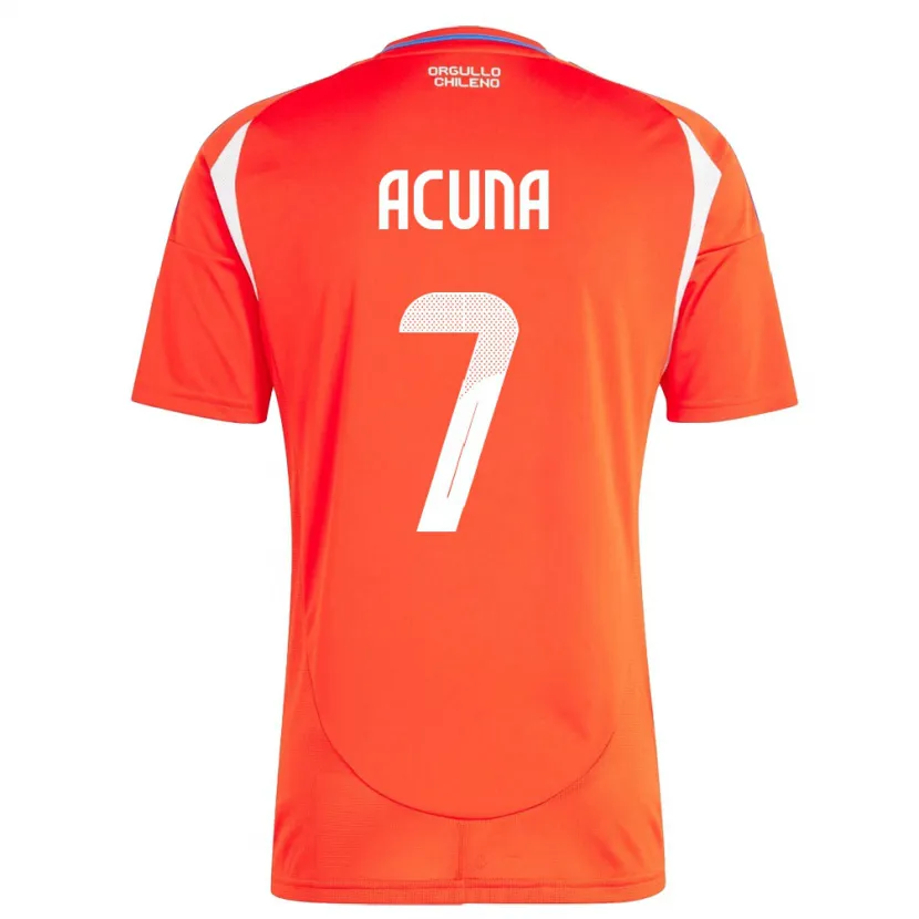 Danxen Heren Chili Yenny Acuña #7 Rood Thuisshirt Thuistenue 24-26 T-Shirt