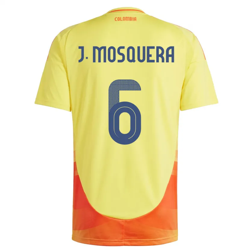 Danxen Heren Colombia Juan Mosquera #6 Geel Thuisshirt Thuistenue 24-26 T-Shirt