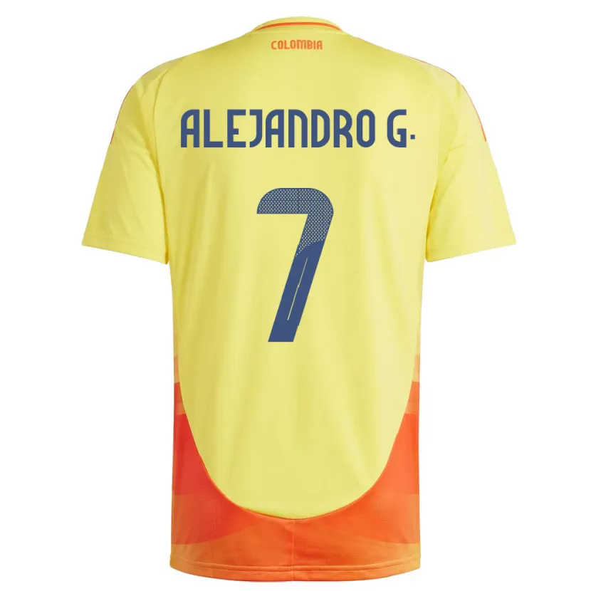 Danxen Heren Colombia Alejandro García #7 Geel Thuisshirt Thuistenue 24-26 T-Shirt