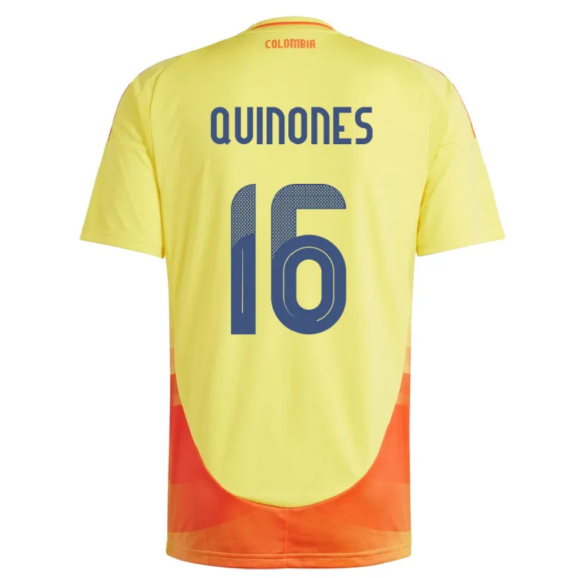 Danxen Heren Colombia Nelson Quiñónes #16 Geel Thuisshirt Thuistenue 24-26 T-Shirt