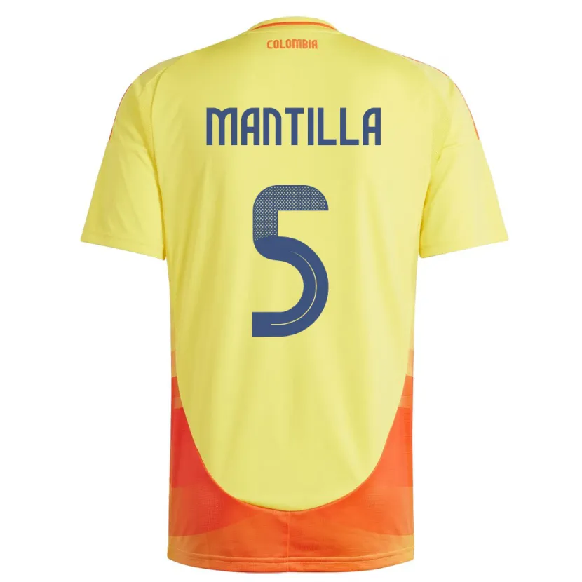 Danxen Heren Colombia Kevin Mantilla #5 Geel Thuisshirt Thuistenue 24-26 T-Shirt