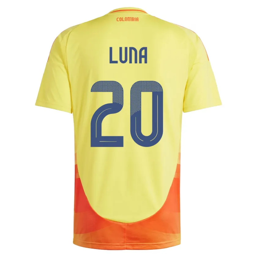 Danxen Heren Colombia Daniel Luna #20 Geel Thuisshirt Thuistenue 24-26 T-Shirt