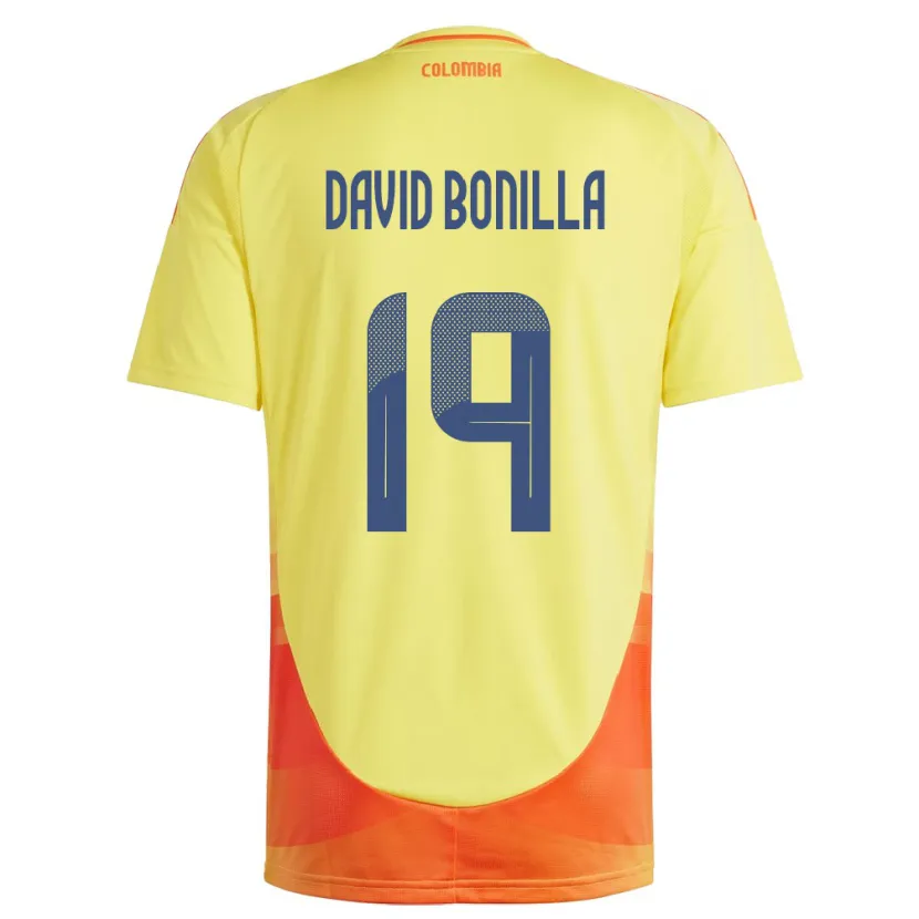 Danxen Heren Colombia Juan David Bonilla #19 Geel Thuisshirt Thuistenue 24-26 T-Shirt