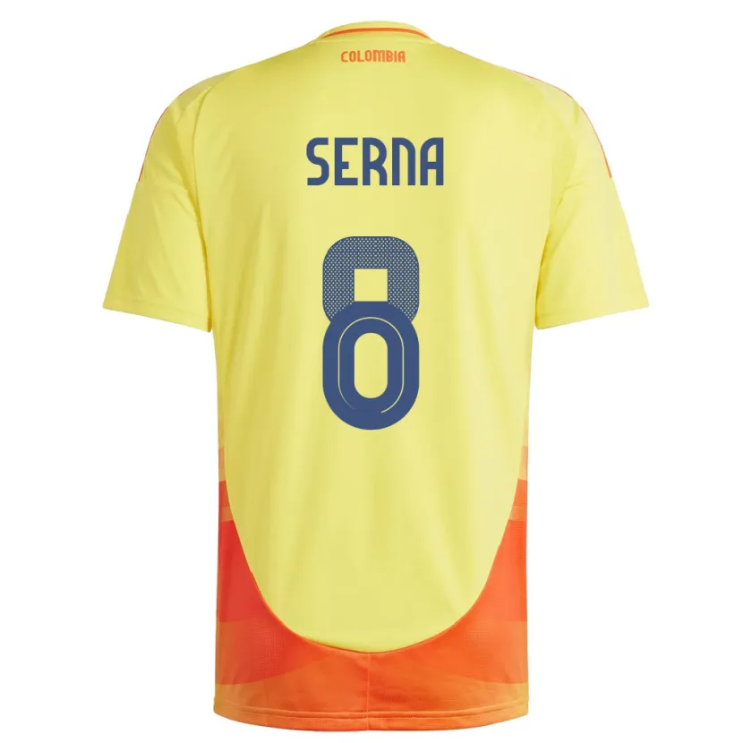 Danxen Heren Colombia Liced Serna #8 Geel Thuisshirt Thuistenue 24-26 T-Shirt