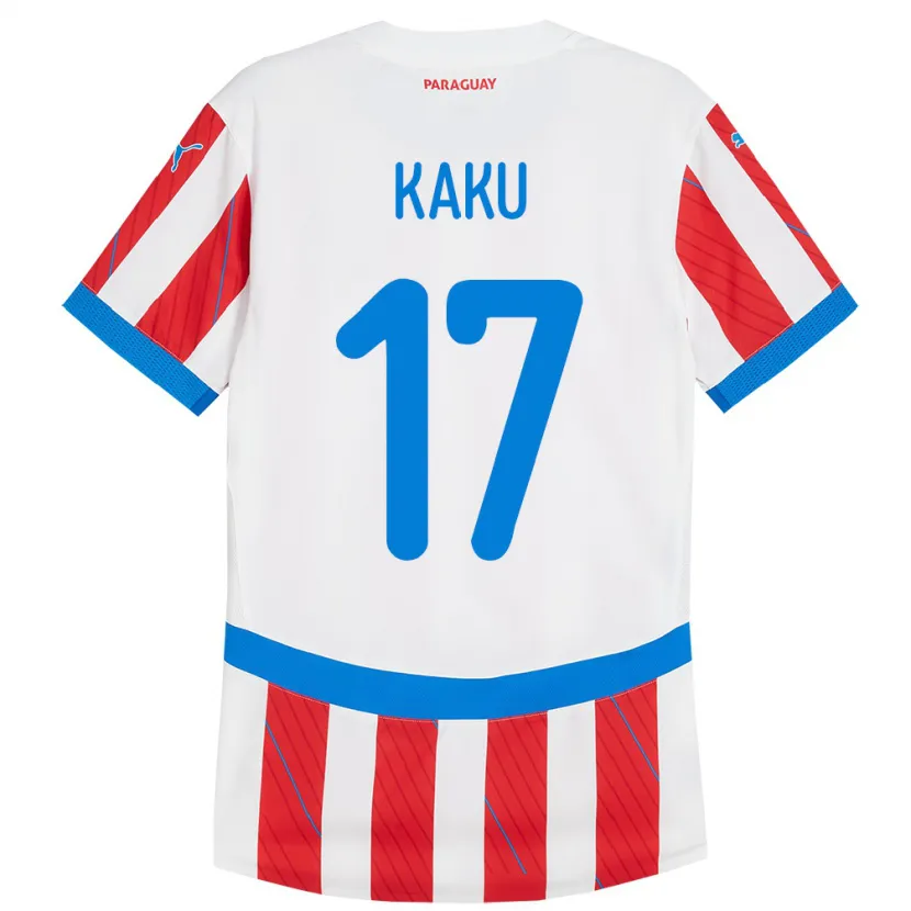 Danxen Heren Paraguay Kaku #17 Wit Rood Thuisshirt Thuistenue 24-26 T-Shirt