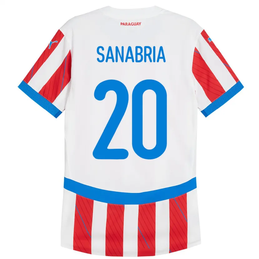 Danxen Heren Paraguay Tobías Sanabria #20 Wit Rood Thuisshirt Thuistenue 24-26 T-Shirt