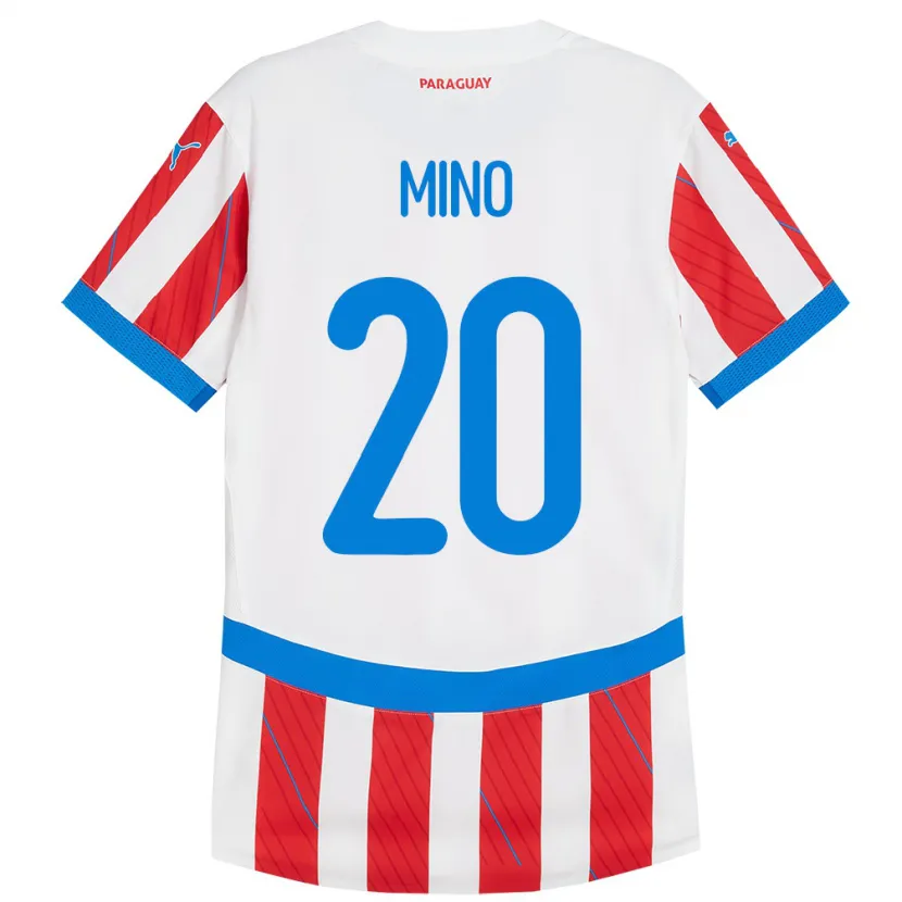 Danxen Heren Paraguay César Miño #20 Wit Rood Thuisshirt Thuistenue 24-26 T-Shirt