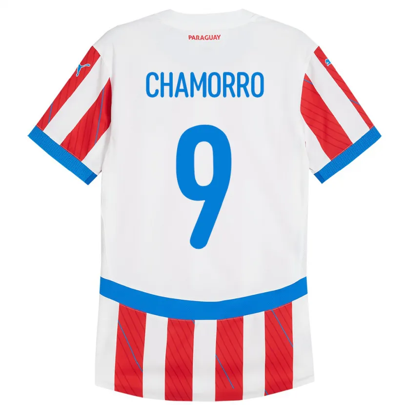 Danxen Heren Paraguay Lice Chamorro #9 Wit Rood Thuisshirt Thuistenue 24-26 T-Shirt