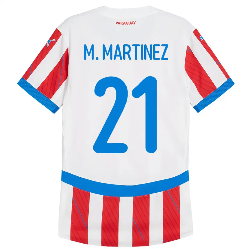 Danxen Heren Paraguay María Martínez #21 Wit Rood Thuisshirt Thuistenue 24-26 T-Shirt