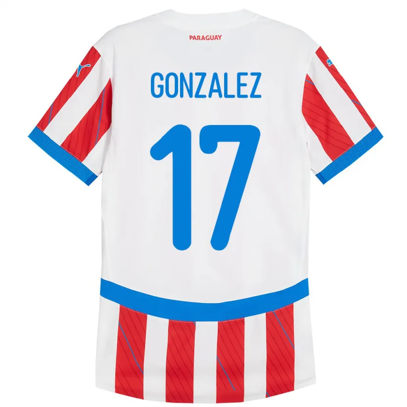 Danxen Heren Paraguay Lourdes González #17 Wit Rood Thuisshirt Thuistenue 24-26 T-Shirt
