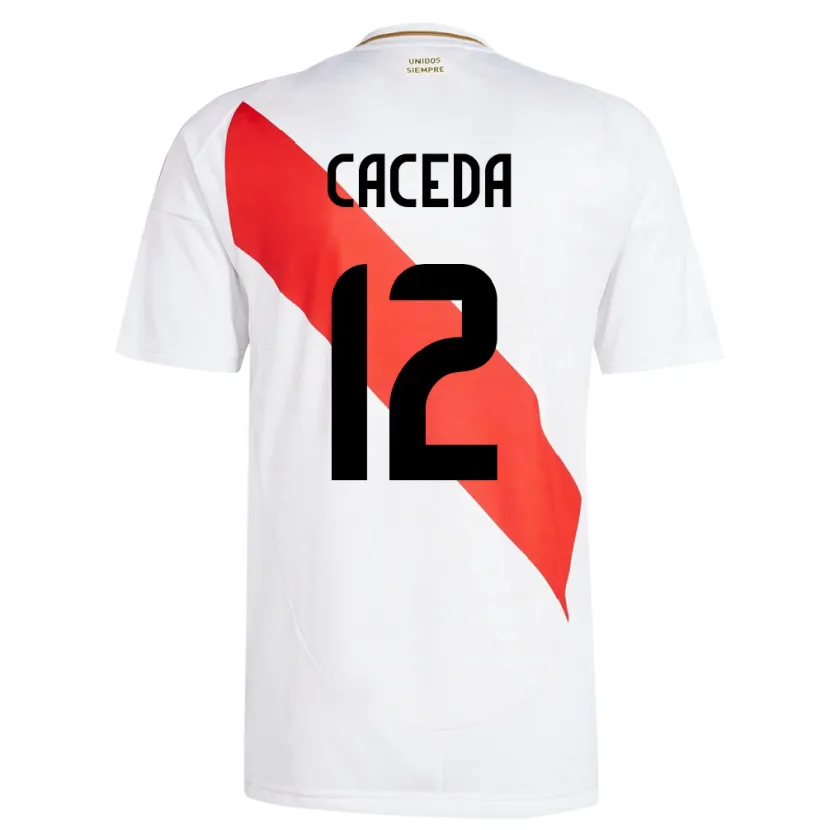 Danxen Heren Peru Carlos Cáceda #12 Wit Thuisshirt Thuistenue 24-26 T-Shirt