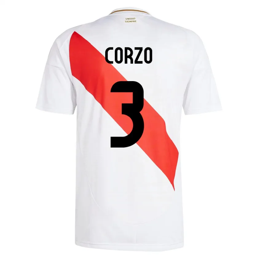 Danxen Heren Peru Aldo Corzo #3 Wit Thuisshirt Thuistenue 24-26 T-Shirt