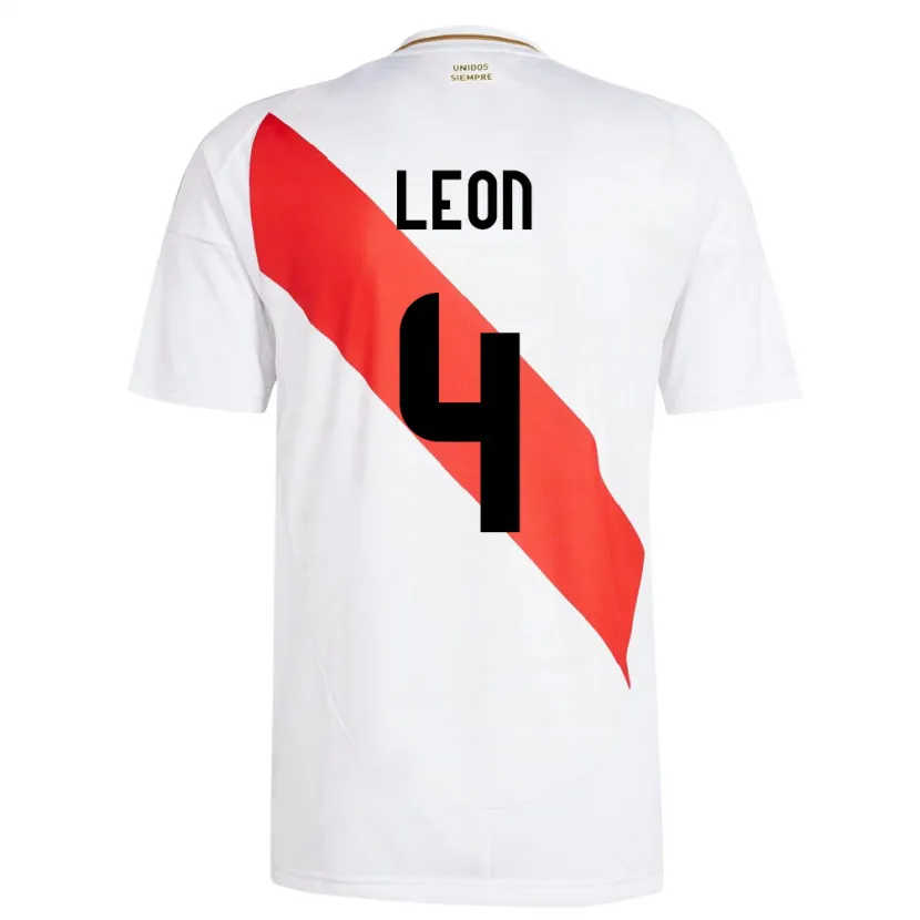 Danxen Heren Peru Mía León #4 Wit Thuisshirt Thuistenue 24-26 T-Shirt