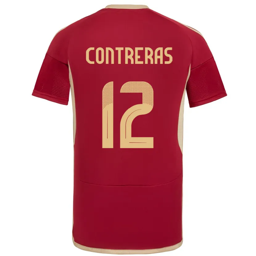 Danxen Heren Venezuela José Contreras #12 Bourgondië Thuisshirt Thuistenue 24-26 T-Shirt