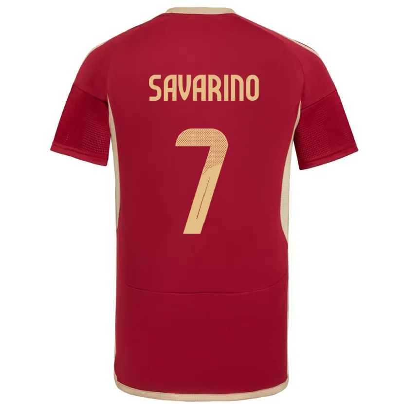 Danxen Heren Venezuela Jefferson Savarino #7 Bourgondië Thuisshirt Thuistenue 24-26 T-Shirt