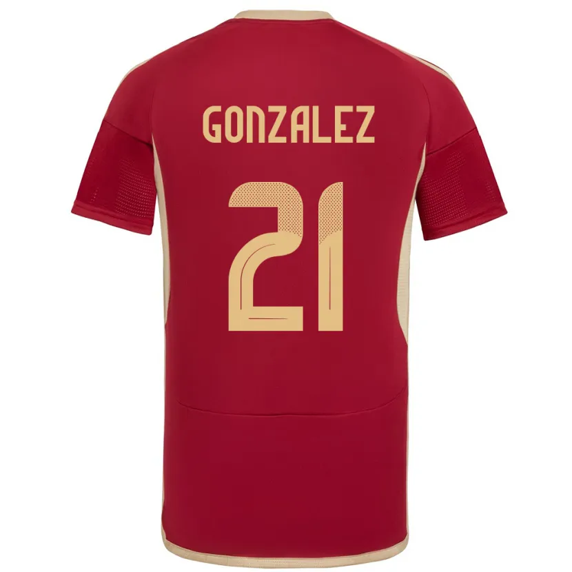 Danxen Heren Venezuela Alexander González #21 Bourgondië Thuisshirt Thuistenue 24-26 T-Shirt