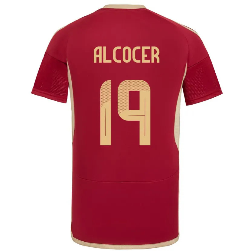 Danxen Heren Venezuela Brayan Alcocer #19 Bourgondië Thuisshirt Thuistenue 24-26 T-Shirt