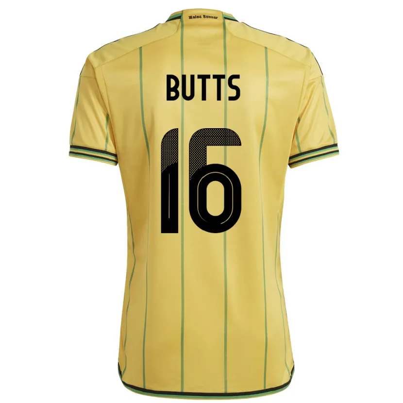 Danxen Heren Jamaica Njeri Butts #16 Geel Thuisshirt Thuistenue 24-26 T-Shirt