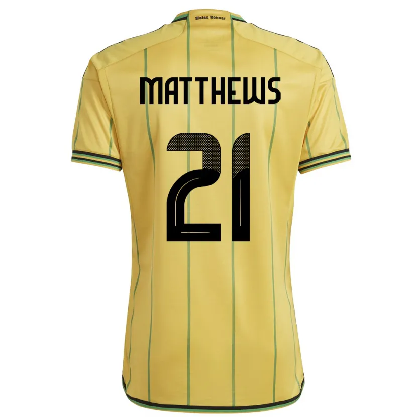 Danxen Heren Jamaica Cheyna Matthews #21 Geel Thuisshirt Thuistenue 24-26 T-Shirt