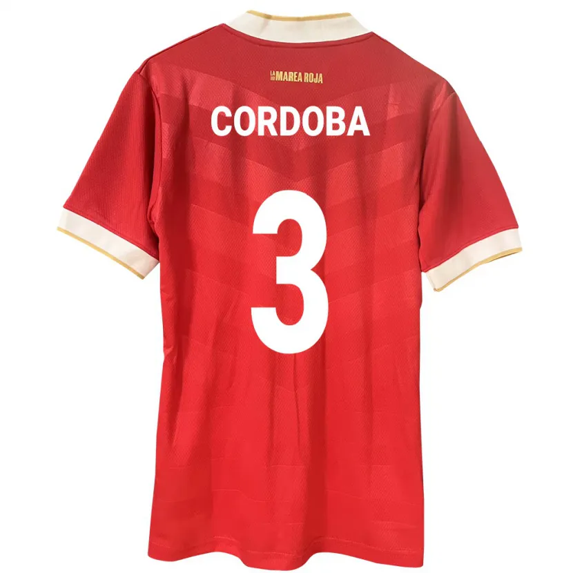 Danxen Heren Panama José Córdoba #3 Rood Thuisshirt Thuistenue 24-26 T-Shirt