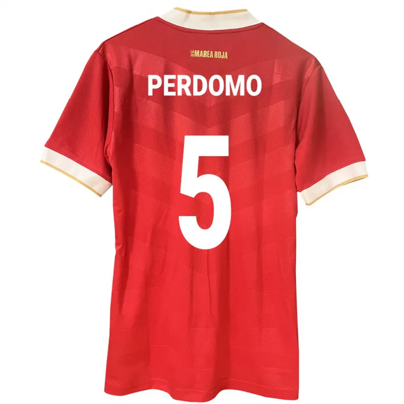 Danxen Heren Panama Reyniel Perdomo #5 Rood Thuisshirt Thuistenue 24-26 T-Shirt