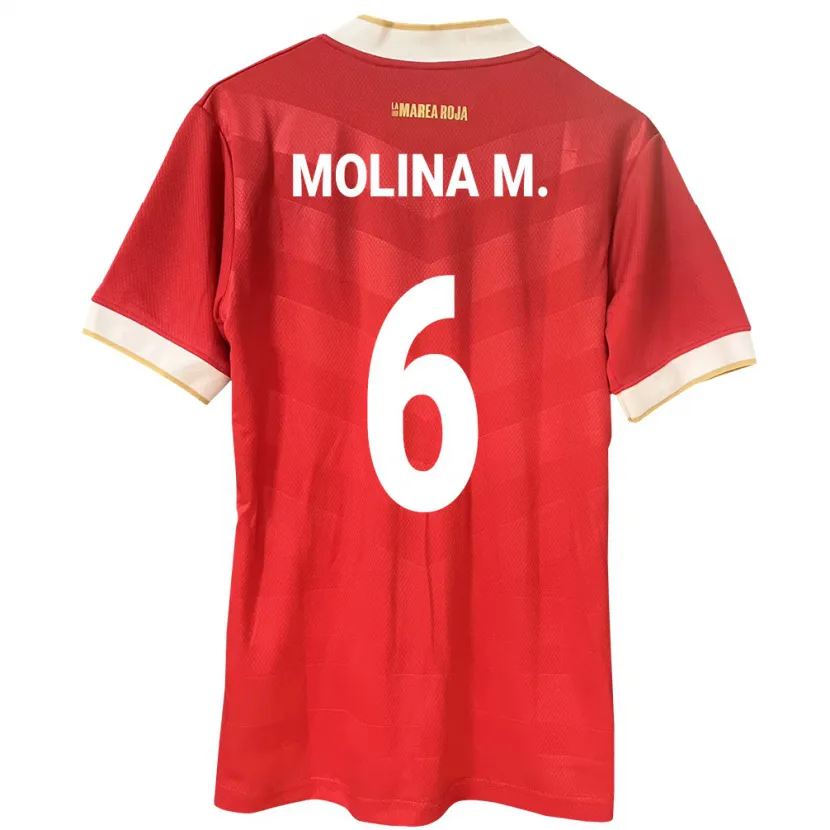 Danxen Heren Panama Mariana Molina #6 Rood Thuisshirt Thuistenue 24-26 T-Shirt