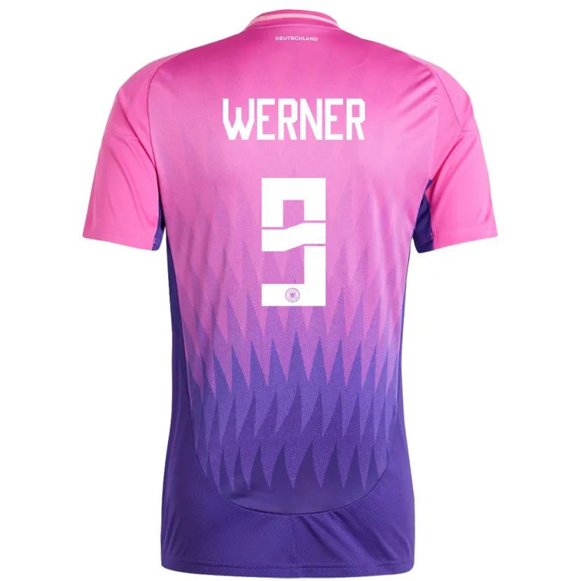 Danxen Heren Duitsland Timo Werner #9 Roze Paars Uitshirt Uittenue 24-26 T-Shirt