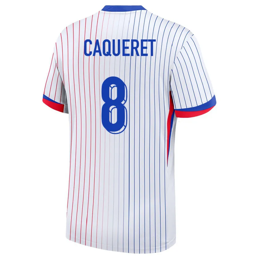 Danxen Heren Frankrijk Maxence Caqueret #8 Wit Uitshirt Uittenue 24-26 T-Shirt
