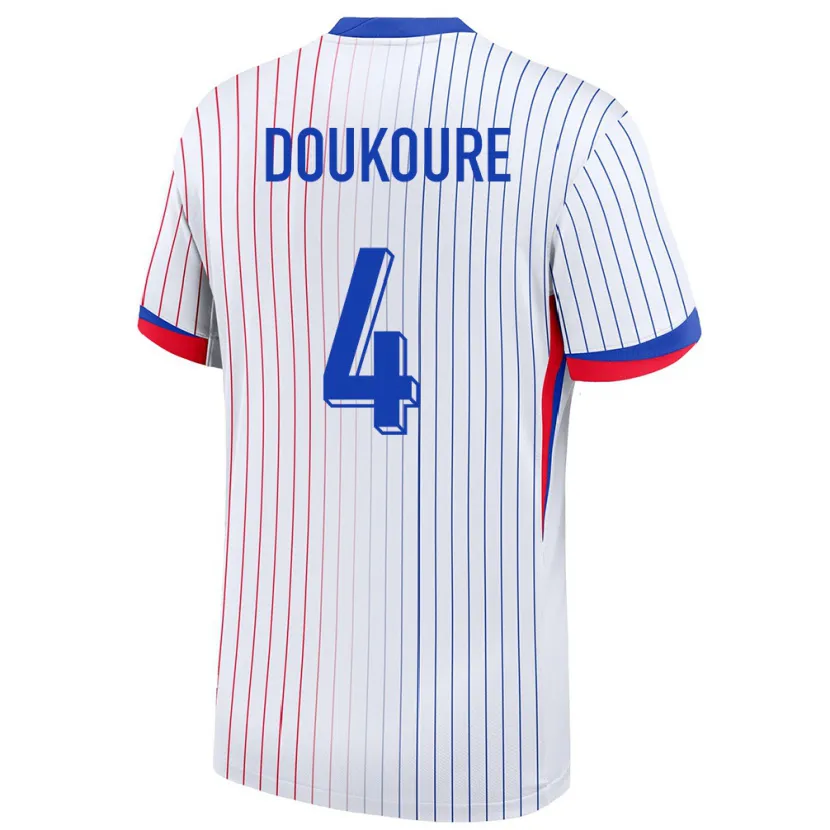 Danxen Heren Frankrijk Ismael Doukoure #4 Wit Uitshirt Uittenue 24-26 T-Shirt