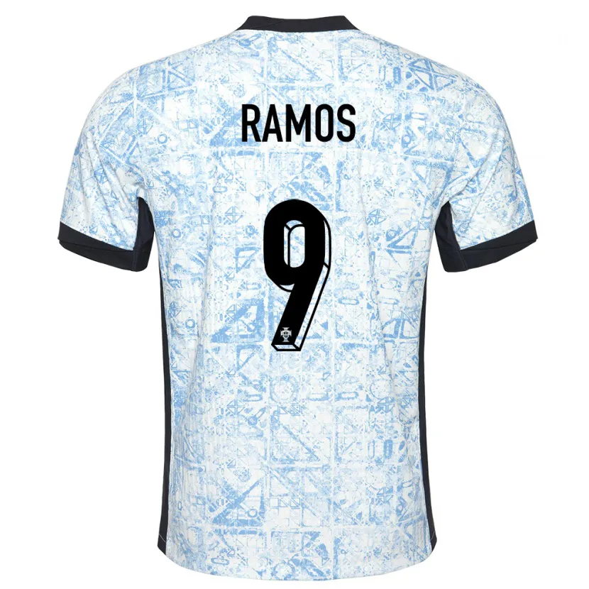 Danxen Heren Portugal Goncalo Ramos #9 Crème Blauw Uitshirt Uittenue 24-26 T-Shirt