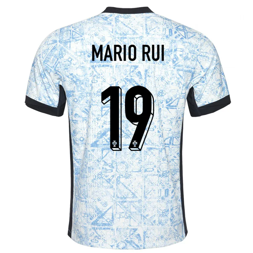 Danxen Heren Portugal Mario Rui #19 Crème Blauw Uitshirt Uittenue 24-26 T-Shirt