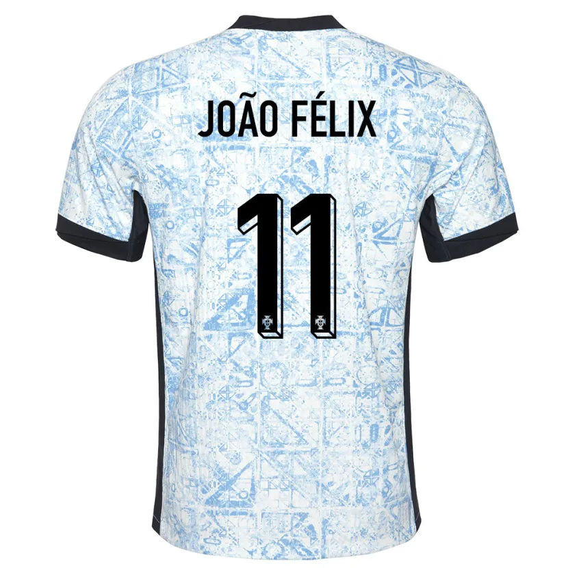 Danxen Heren Portugal Joao Felix #11 Crème Blauw Uitshirt Uittenue 24-26 T-Shirt