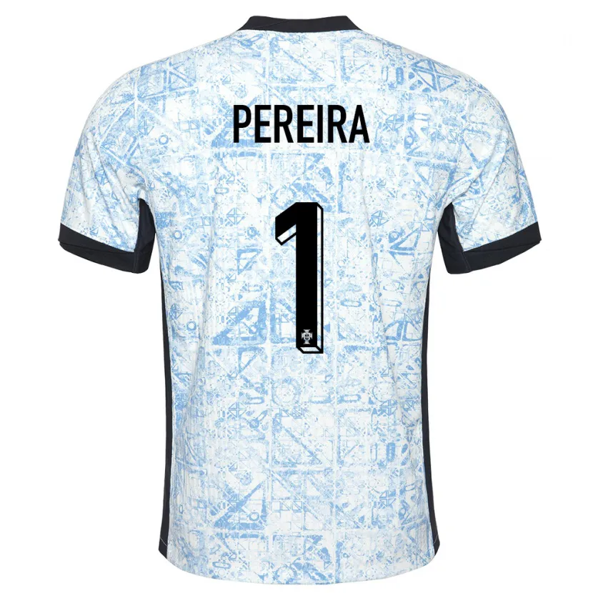 Danxen Heren Portugal Ines Pereira #1 Crème Blauw Uitshirt Uittenue 24-26 T-Shirt