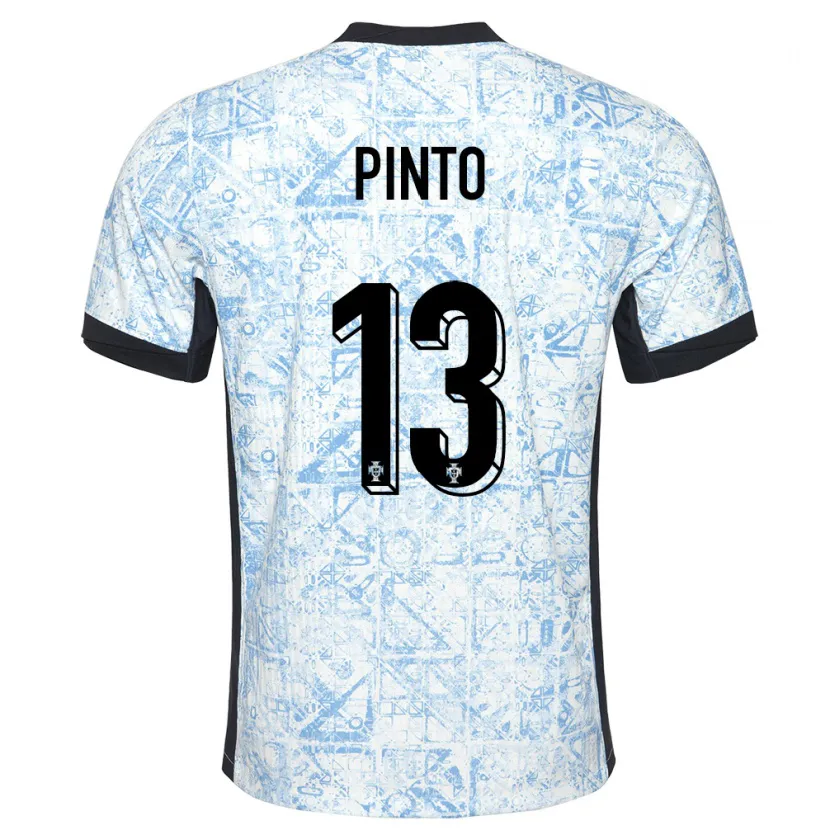 Danxen Heren Portugal Fatima Pinto #13 Crème Blauw Uitshirt Uittenue 24-26 T-Shirt