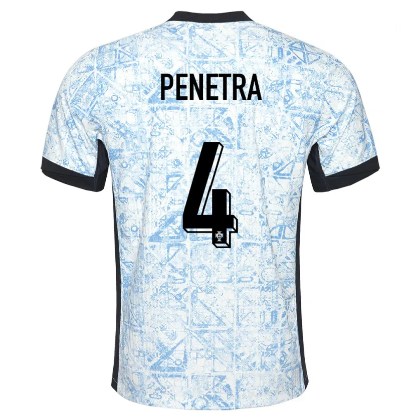 Danxen Heren Portugal Alexandre Penetra #4 Crème Blauw Uitshirt Uittenue 24-26 T-Shirt