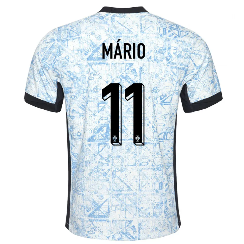 Danxen Heren Portugal Joao Mario #11 Crème Blauw Uitshirt Uittenue 24-26 T-Shirt