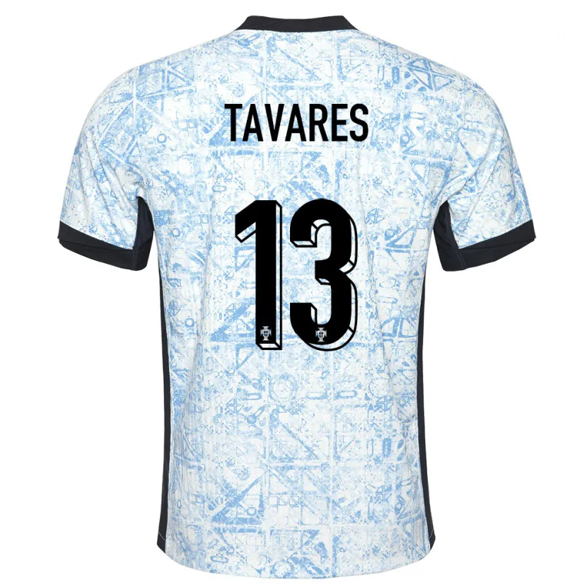 Danxen Heren Portugal Nuno Tavares #13 Crème Blauw Uitshirt Uittenue 24-26 T-Shirt