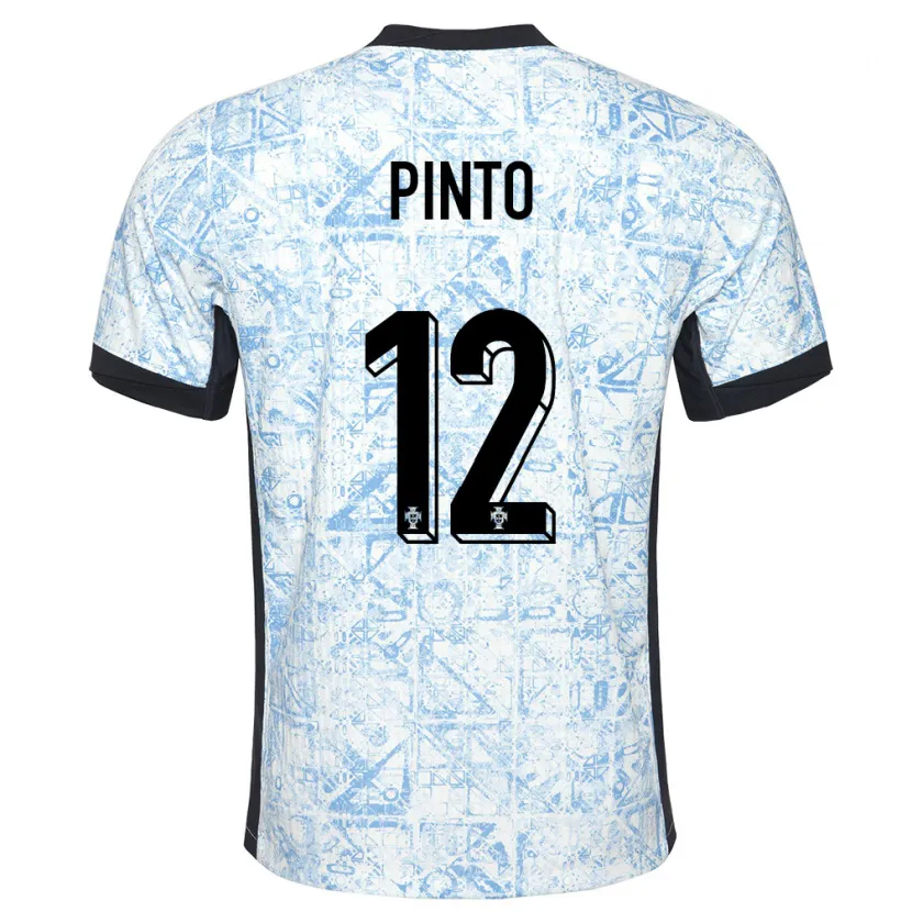 Danxen Heren Portugal Diogo Pinto #12 Crème Blauw Uitshirt Uittenue 24-26 T-Shirt