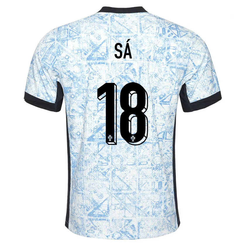Danxen Heren Portugal Gustavo Sa #18 Crème Blauw Uitshirt Uittenue 24-26 T-Shirt